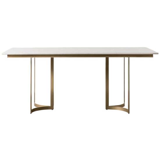 Read more about Evartania white marble dining table with gold metal base