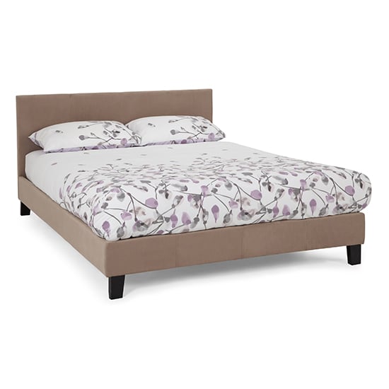 Product photograph of Evelyn Latte Fabric Upholstered Double Bed from Furniture in Fashion