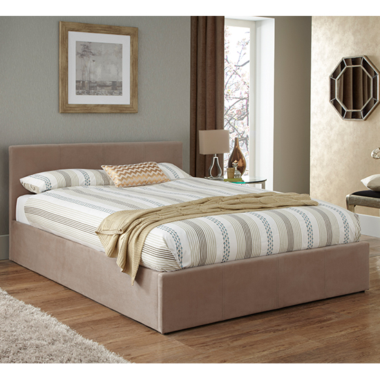 Evelyn Latte Fabric Upholstered Ottoman Small Double Bed