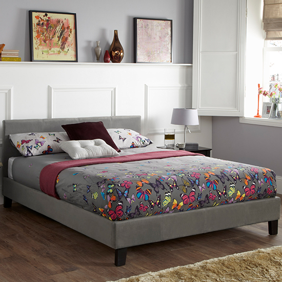 Product photograph of Evelyn Steel Fabric Upholstered Double Bed from Furniture in Fashion