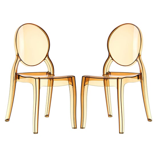 Everett Amber Transparent Polycarbonate Dining Chairs In Pair