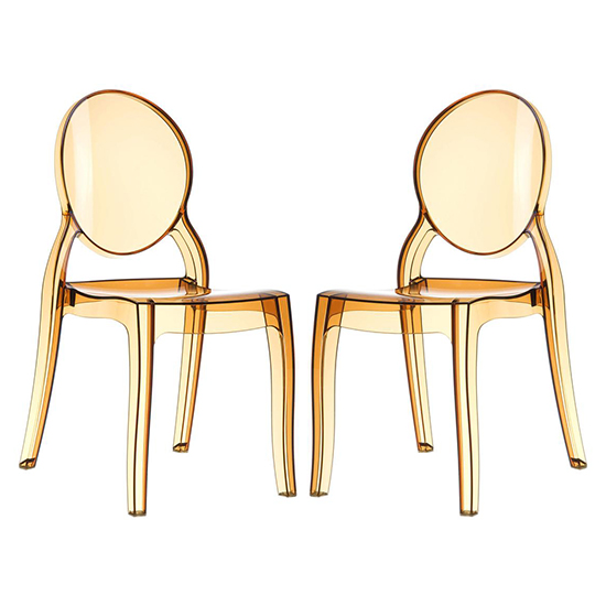 Everett Amber Transparent Polycarbonate Dining Chairs In Pair
