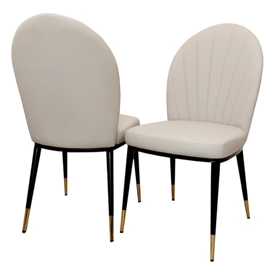 Product photograph of Everett Beige Faux Leather Dining Chairs In Pair from Furniture in Fashion