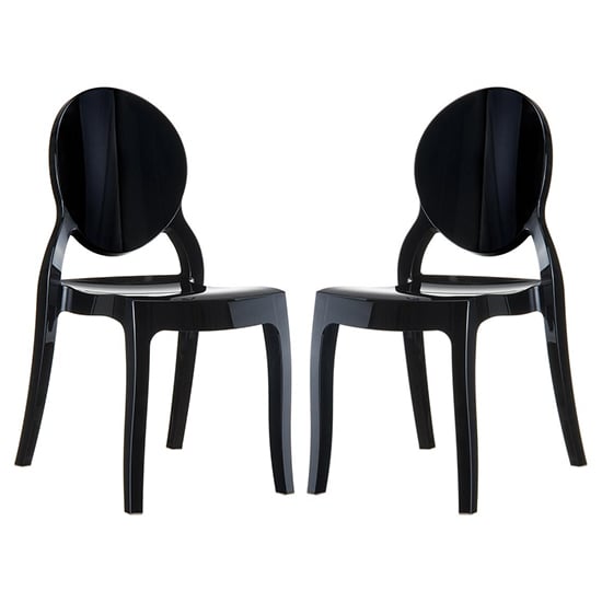 Everett Black High Gloss Polycarbonate Dining Chairs In Pair