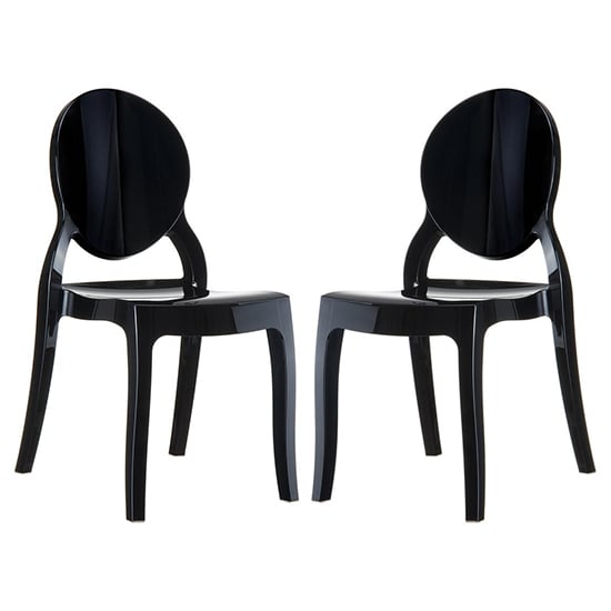 Read more about Everett black high gloss polycarbonate dining chairs in pair