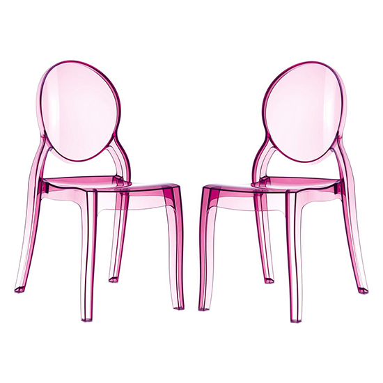 Everett Pink Transparent Polycarbonate Dining Chairs In Pair
