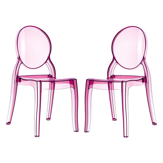 Read more about Everett pink transparent polycarbonate dining chairs in pair