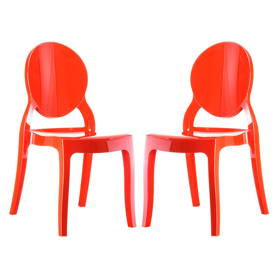 Everett Red High Gloss Polycarbonate Dining Chairs In Pair_1