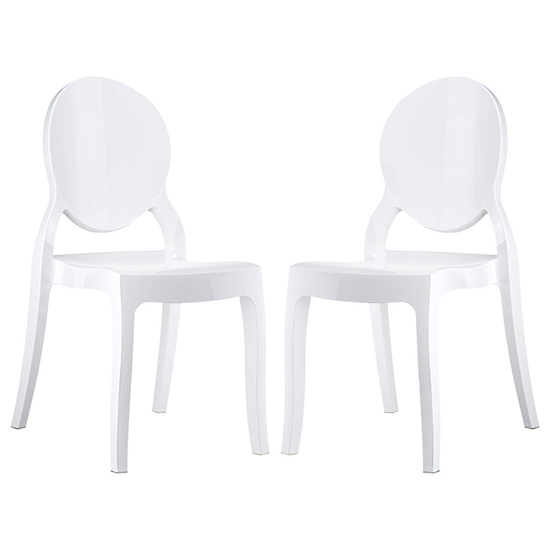 Read more about Everett white high gloss polycarbonate dining chairs in pair