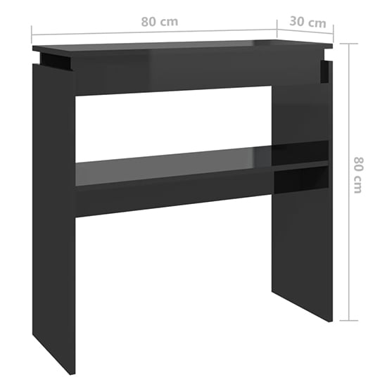 Everill High Gloss Console Table With Undershelf In Black_4