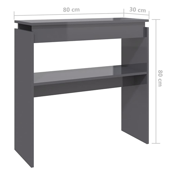 Everill High Gloss Console Table With Undershelf In Grey_3