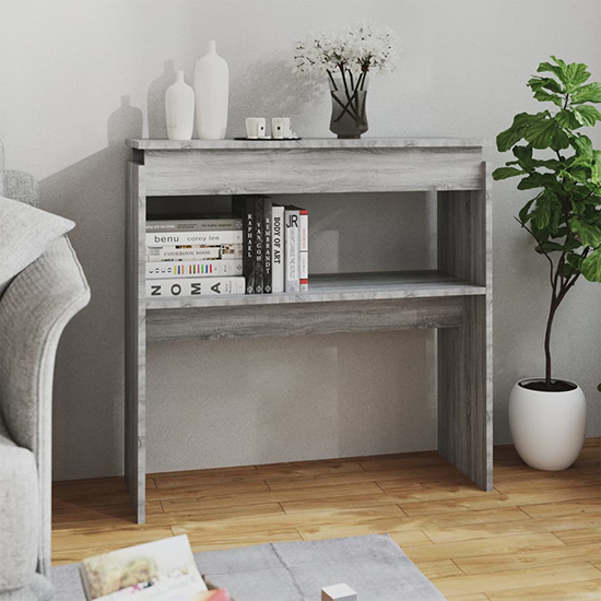 Everill Wooden Console Table With Undershelf In Grey Sonoma Oak