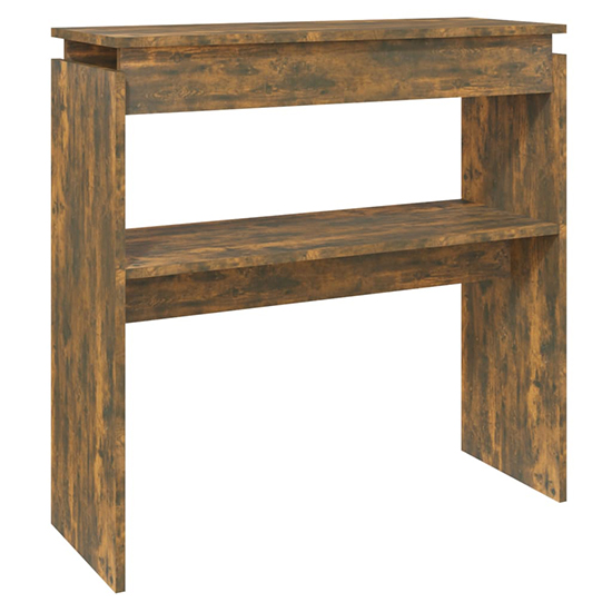 Everill Wooden Console Table With Undershelf In Smoked Oak_2