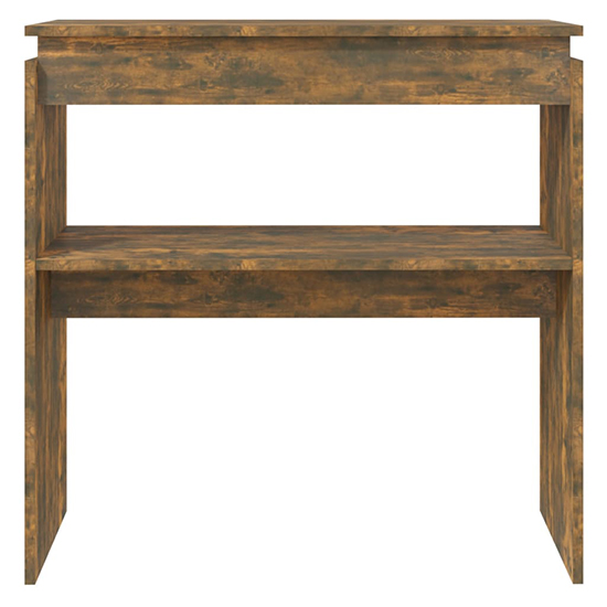 Everill Wooden Console Table With Undershelf In Smoked Oak