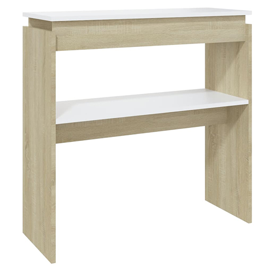 Everill Wooden Console Table With Undershelf In White Sonoma Oak_2