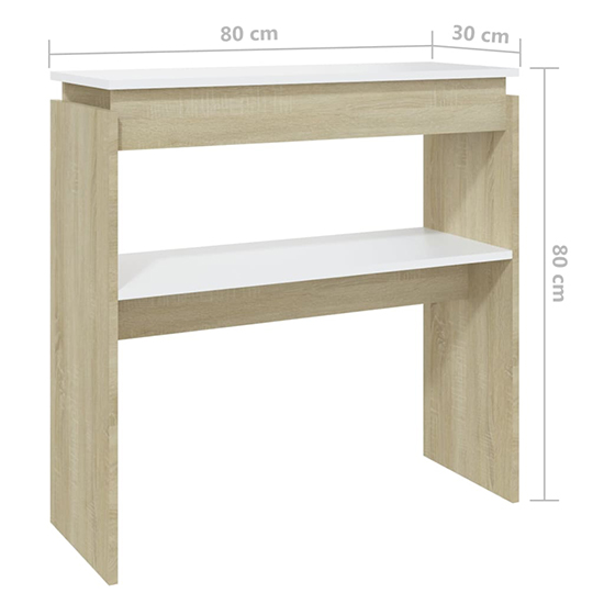 Everill Wooden Console Table With Undershelf In White Sonoma Oak_4