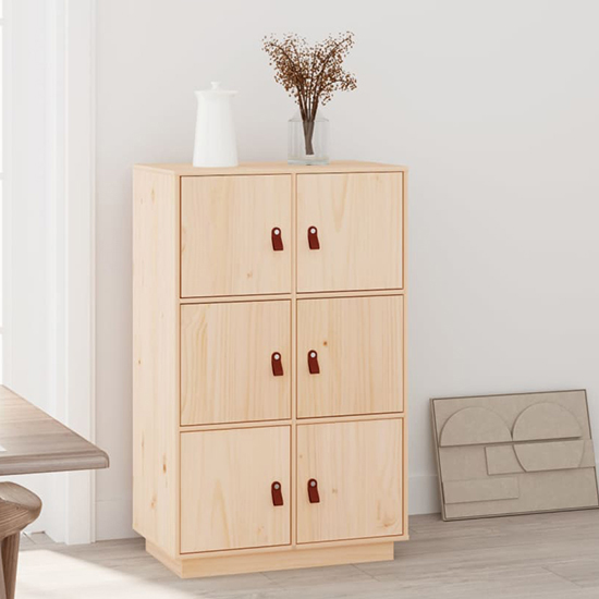 Read more about Everix pinewood storage cabinet with 6 doors in natural