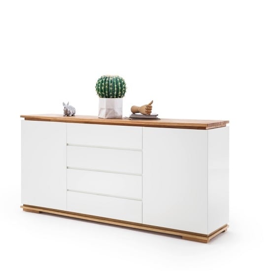 Everly Sideboard In Matt White Lacquered And Oak With 2 Doors_2