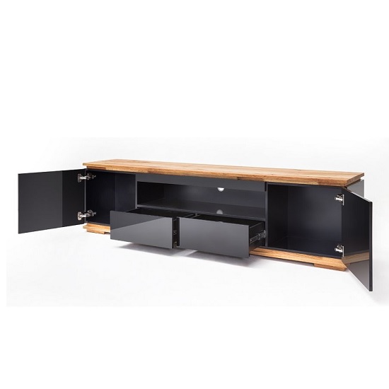 Everly TV Stand In Black High Gloss Lacquered And Oak_2