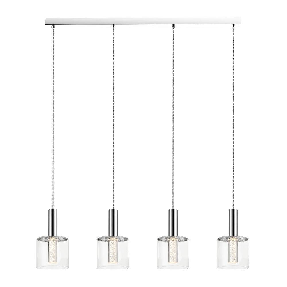 Read more about Evita 4 light clear glass shape bar pendant light in chrome