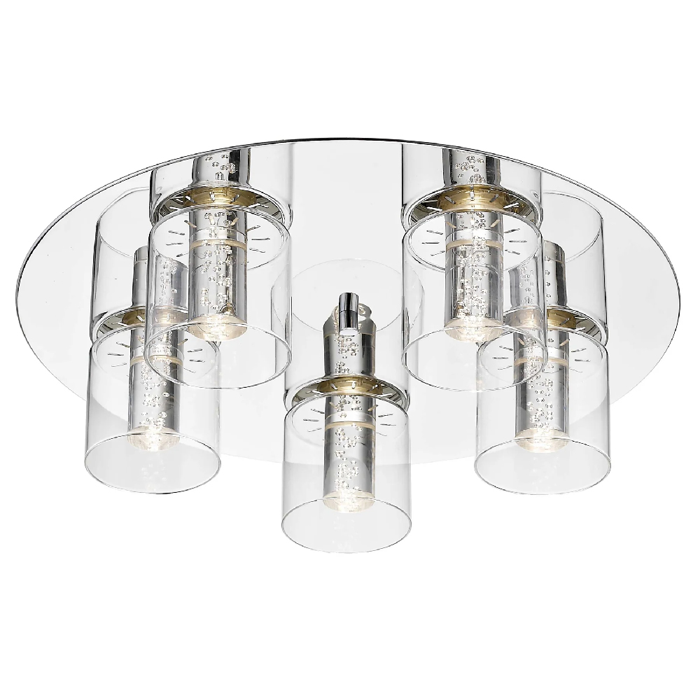 Read more about Evita 5 light clear glass shape flush light in chrome