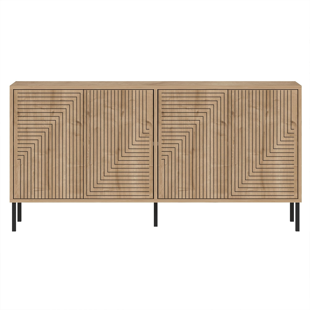 Evolet Wooden Sideboard with 4 Doors in Sapphire Oak