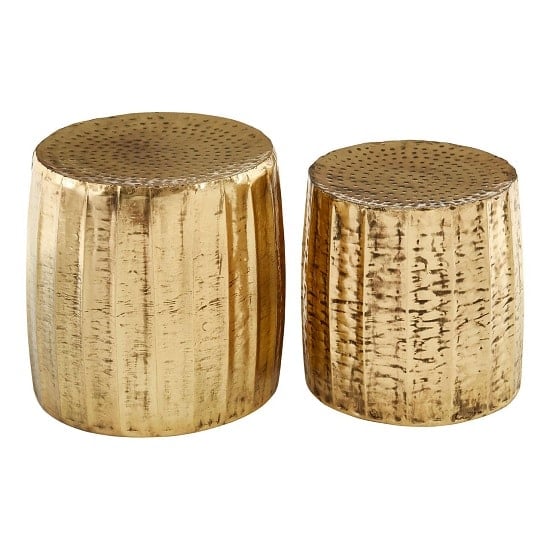 Evolution Set Of 2 Stools Round In Antique Brass Finish