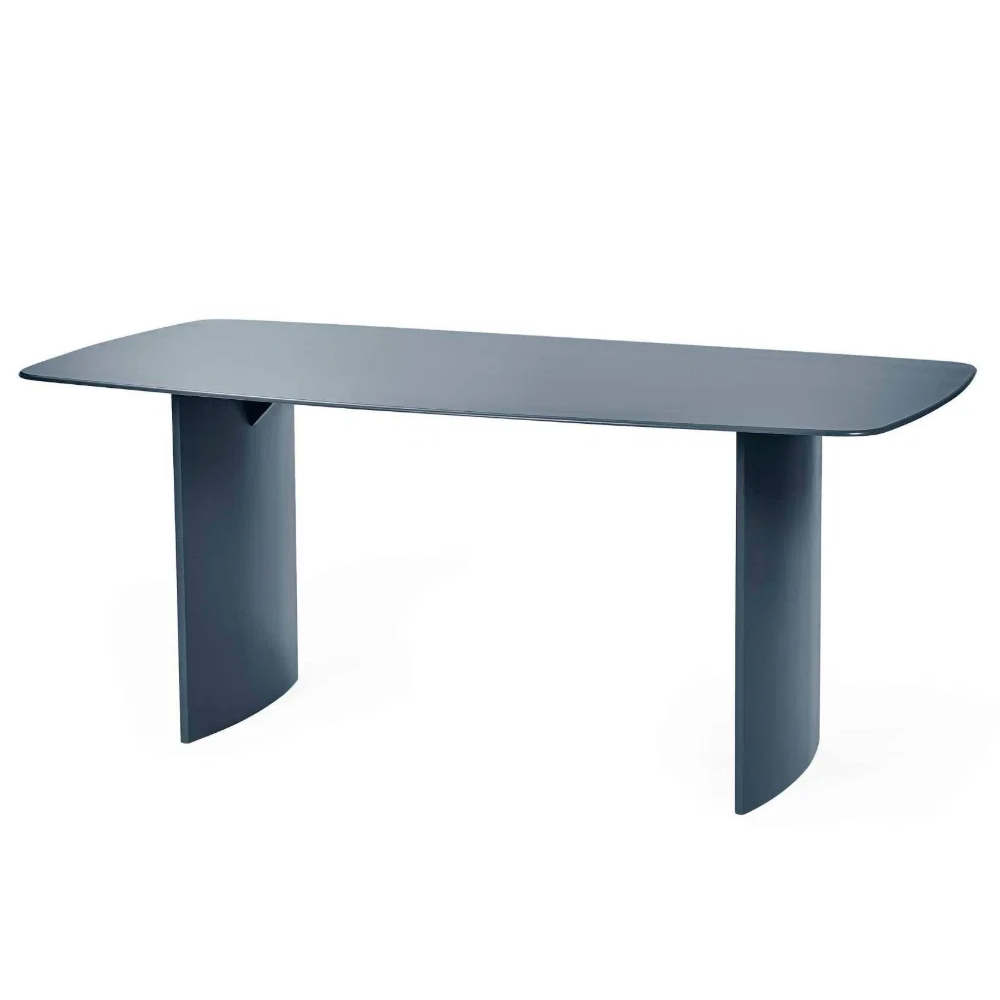 Evoris Rectangular Glass Top Dining Table in Matt Blue