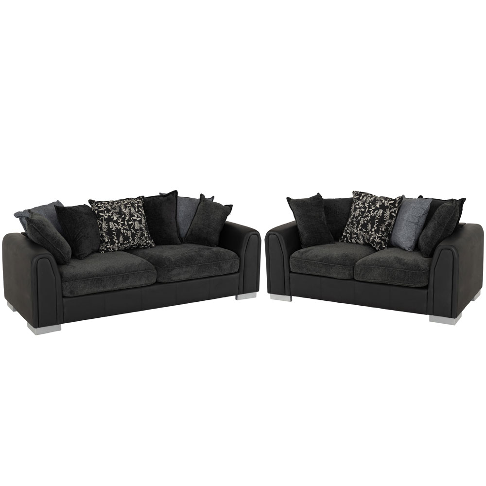 Evreno Faux Leather 3+2 Seater Sofa in Dark Grey