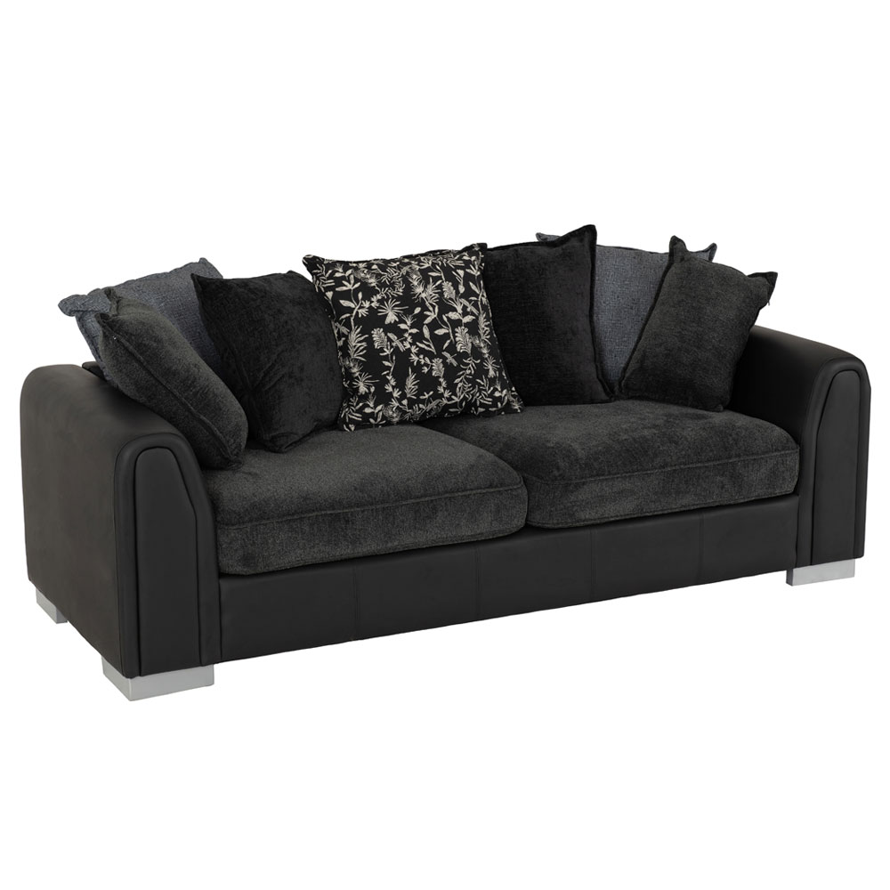 Evreno Faux Leather 3+2 Seater Sofa in Dark Grey