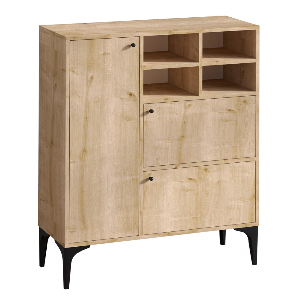 Ewalo Wooden Sideboard With 3 Doors In Sapphire Oak