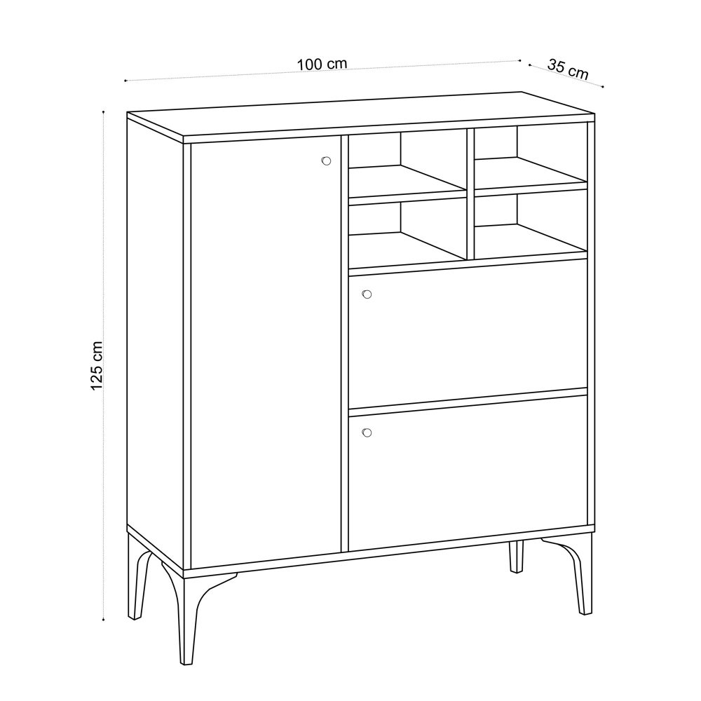 Ewalo Wooden Sideboard With 3 Doors In Sapphire Oak