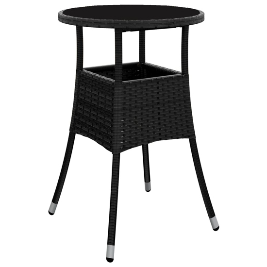 Exa Glass Top Garden Bistro Table Round In Black Poly Rattan