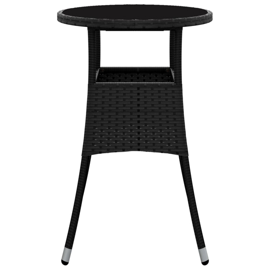 Exa Glass Top Garden Bistro Table Round In Black Poly Rattan