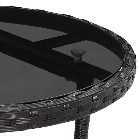 Exa Glass Top Garden Bistro Table Round In Black Poly Rattan