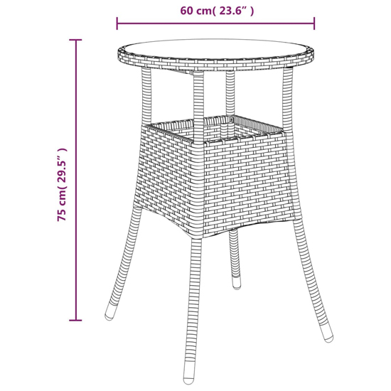 Exa Glass Top Garden Bistro Table Round In Black Poly Rattan