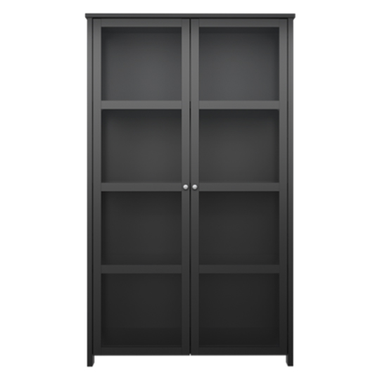 Excellent Wooden Display Cabinet In Black With 2 Glass Doors_3