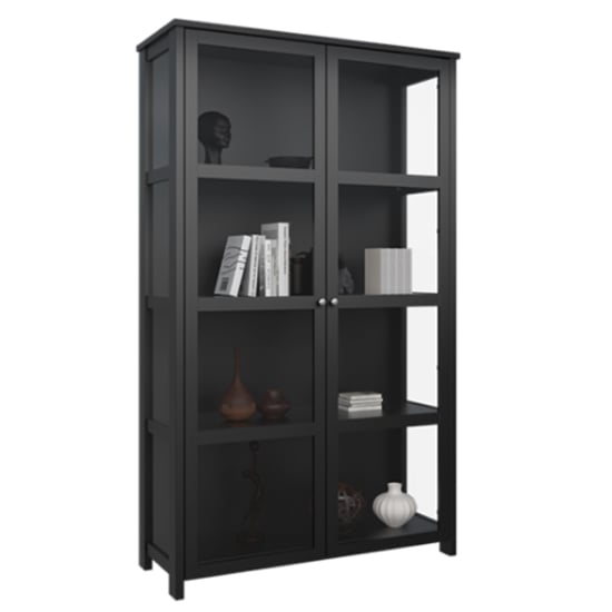 Excellent Wooden Display In Black With 2 Glass Doors FiF