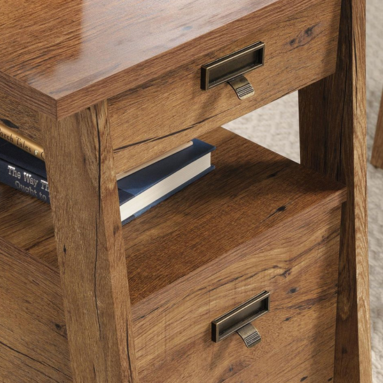Estero Wooden Laptop Desk With 4 Drawers In Vintage Oak
