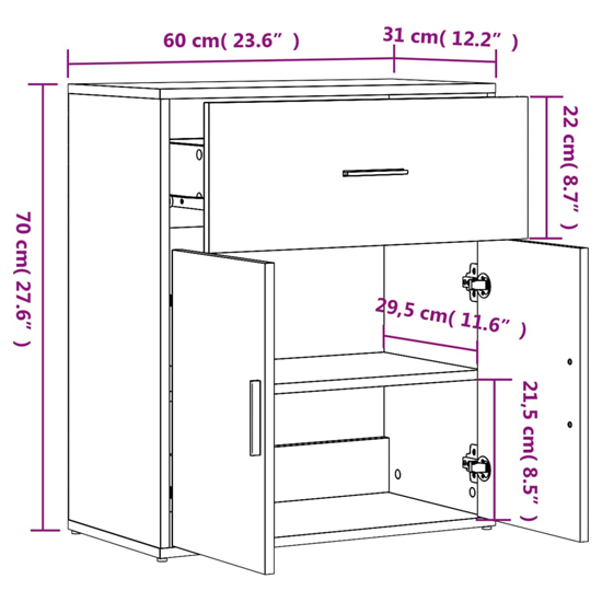 Exeter Wooden Sideboard With 2 Doors 1 Drawers In White