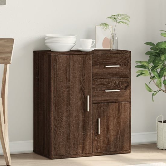 Read more about Exeter wooden sideboard with 2 doors 2 drawers in brown oak