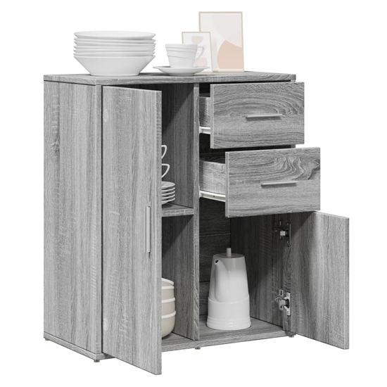 Exeter Wooden Sideboard With 2 Doors 2 Drawers In Grey Sonoma