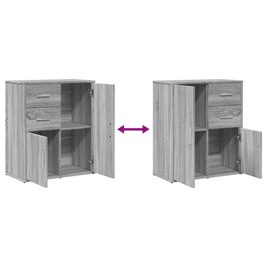 Exeter Wooden Sideboard With 2 Doors 2 Drawers In Grey Sonoma