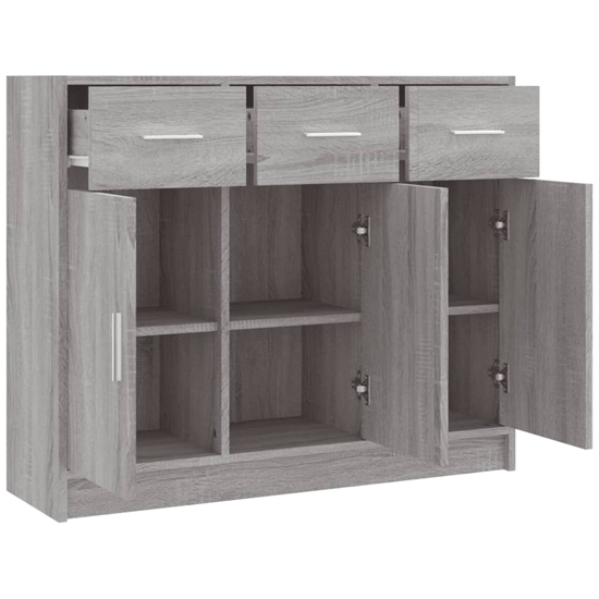 Exeter Wooden Sideboard With 3 Doors 3 Drawers In Grey Sonoma