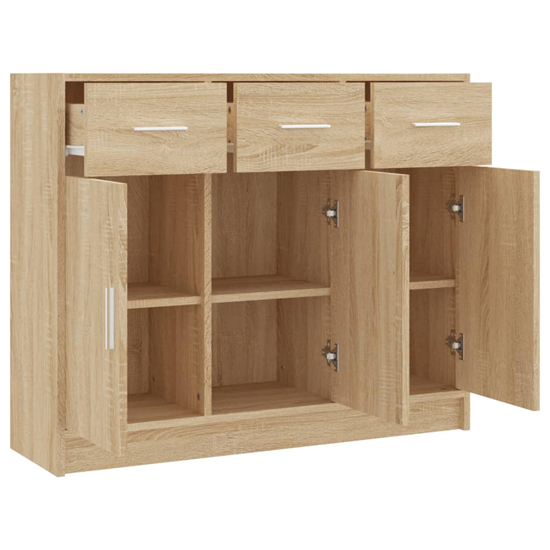 Exeter Wooden Sideboard With 3 Doors 3 Drawers In Sonoma Oak