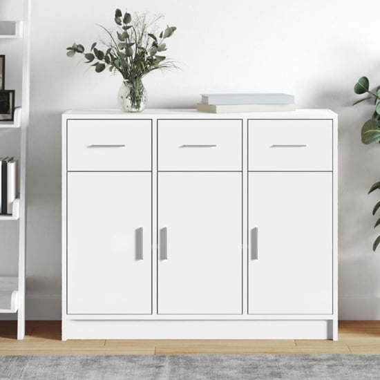 Read more about Exeter wooden sideboard with 3 doors 3 drawers in white