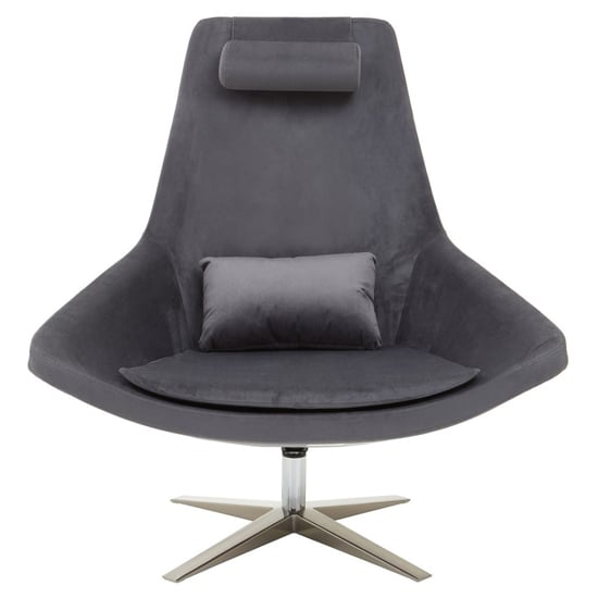 Exira Velvet Upholstered Armchair In Grey