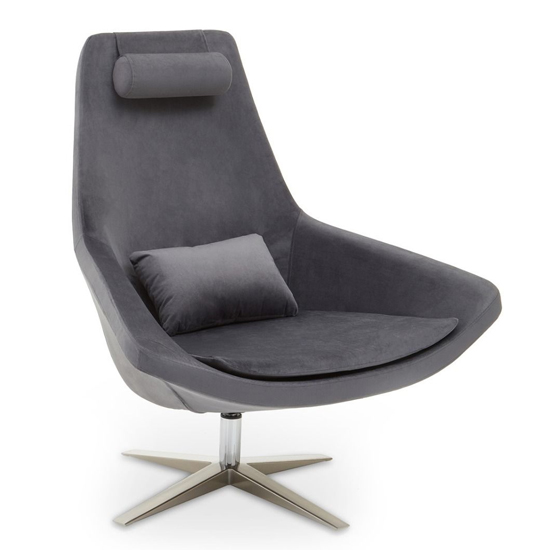 Product photograph of Exira Velvet Upholstered Armchair In Grey from Furniture in Fashion