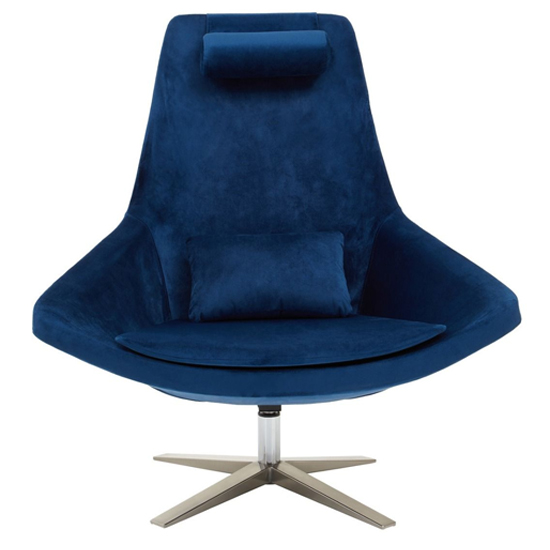 Exira Velvet Upholstered Armchair In Navy Blue
