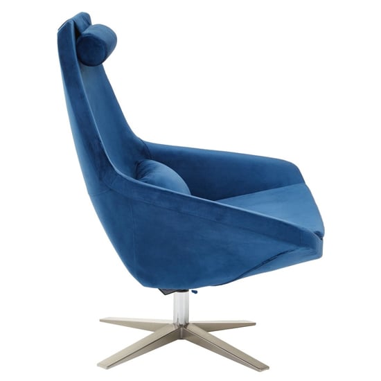 Exira Velvet Upholstered Armchair In Navy Blue